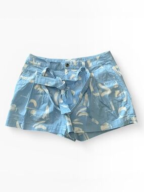 a new day Light Blue Abstract Print Tie-Waist Shorts